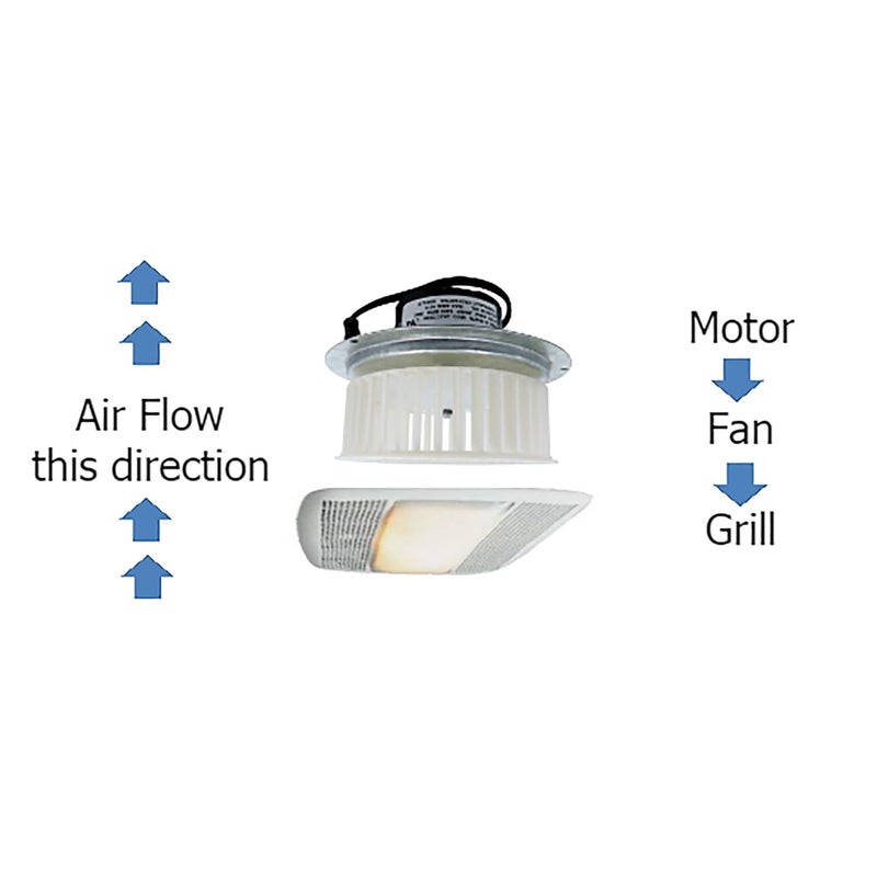 Kitchen Basics 101 Replacement Fan Motor & Blower Wheel Assembly for NuTone 0695B000 QT80 Series Fans (Genuine Part) QT80B, QT80N, QT80NB, QT80, QT80B, QT80N, QT80NB, 8253210240 - Image 5